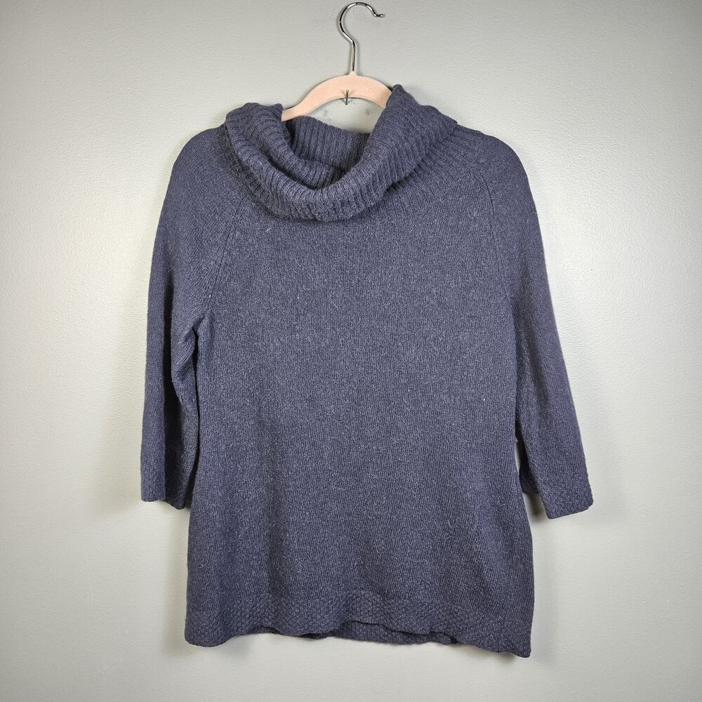 Marisa Christina Pullover Cowl Neck Sweater 3/4 Sleeve Angora/Wool/Nylon Blend